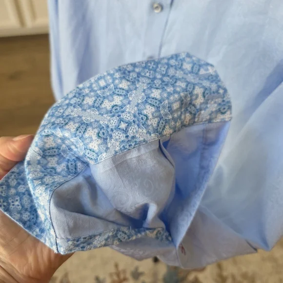 Robert Graham Button Down Shirt Light Blue Long Sleeve Formal Shirt M - Picture 3 of 13